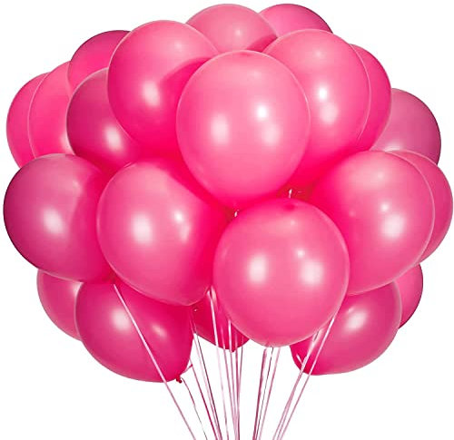 Luftballons Pink - 100 Stück 30 cm / 12 zoll Helium Ballons - Pinke Latex Luftballon für Geburtstag, Hochzeit, Babyparty, Halloween Oder Weihnachten party Deko