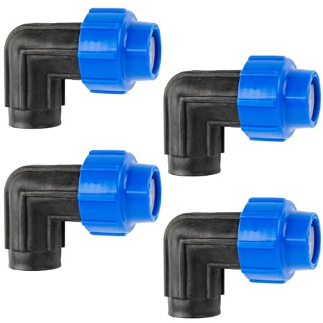Wzzy Gurden PE Winkel 90 grad mit Innengewinde: Verbindungsstück für Anschluss am Rohrende, 25 mm x 3/4 Zoll, Quick&Easy Verbindungstechnik, selbstdichtende Gewindeverbindung(4 Stück)