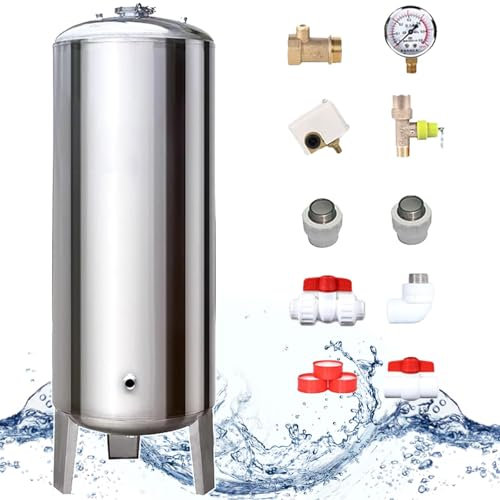 ylpddmm Wassertank 60 100 160 200 250 300 L,vollautomatischer Brunnenwasser-Druckspeichertank, Hauswasserversorgung und Druckbeaufschlagungssystem,für Leitungswasser im Haushalt mit Montagesatz,100L