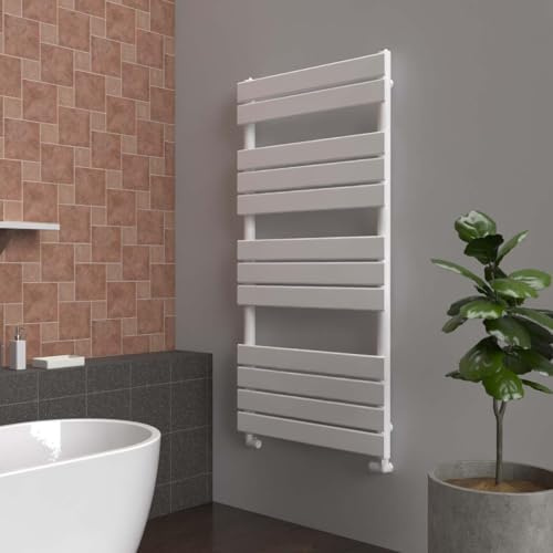 Lux Heat White Flat Designer Towel Radiator 1200mm (H) x 600mm (W)