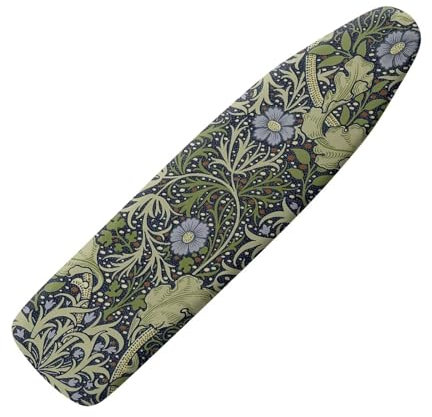Buxolandt Ironing Board Cover Decor - Green Acanthus Leaf Print 125 x 45cm Elastic Edge 3 Bottom Nylon Buckle Straps, Stain Resistant & Resistant Scorch, Easy Installation Home Decorative