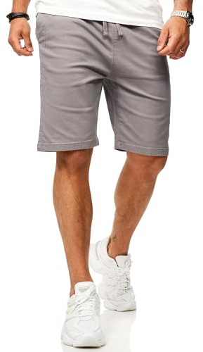 Soulstar Herren Chinoshorts Kurze Hose mit Gummibund & Tunnelzug - Sommershorts Bermuda für Männer - Elastische Shorts im Regular-Fit
