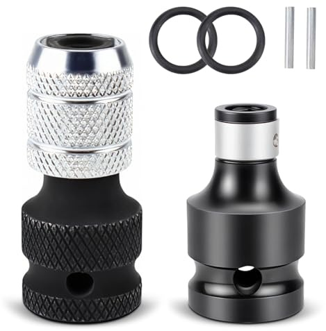 Rierousy Schlagschrauber Bit Adapter, Stecknuss-Adapter 1/2 Vierkantantrieb Auf 1/4 Zoll-Sechskantschaft für Schlagratschenschlüssel und Schraubendreher-Bit-Halter, Adapter 1/4 auf 1/2 zoll