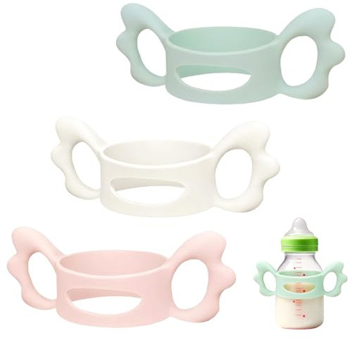 UIEXAY Babyflaschen Griffe, 3 Stück Flaschengriff Halter, Gute Griffigkeit Silikon Babyflaschen Griffe, Weithals Babyflaschen Griffe, Für Baby Kleinhand Greifdesign
