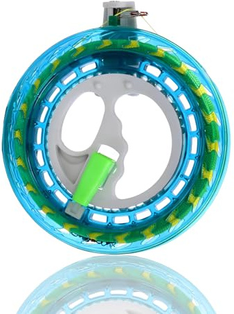 HUVZOR 1 Stück Kite Rollenwickler Seilwinde mit 200m Drachenschnur, Professionelle Drachenrolle aus Kunststoff, Robust & Leicht – Perfekt für Drachensteigen, Kinder & Erwachsene - 16cm Scheibe