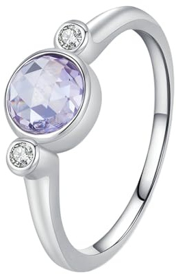 BCughia Bandring Gold 585, Weißgold Verlobungsring Rund Form Amethyst Verlobungsringe Frauen Gr 58