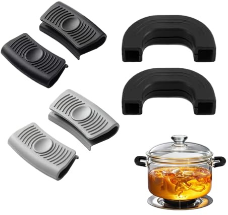 JYNXOR Presine Silicone da Cucina,3 Paia Presine da Cucina,Presines in Silicone per Pentole,Protezione Termica per Maniglie,Protezione per Dita da Forno,per Pentoles,Padelle,Wok