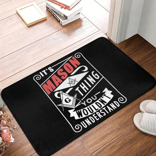 CWCMZDH Freimaurer Non-Slip Fußmatte Freimaurer-Verschwörung Bad Schlafzimmer Matte im Freien Teppich Flanell-Muster-Dekor