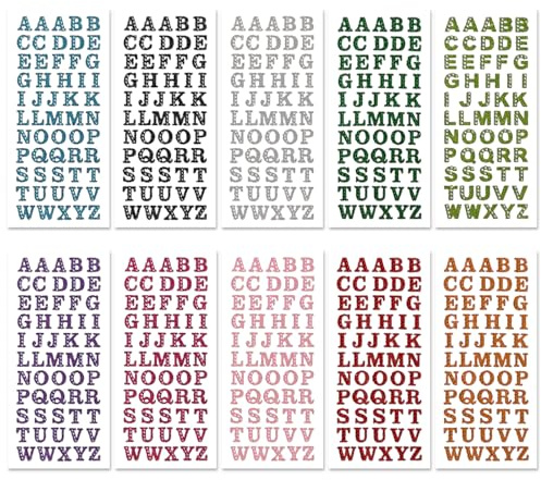Dermalyx 10 Stück Glitzer Alphabet Aufkleber, A-Z Strass Buchstaben Aufkleber Selbstklebende Kristall Buchstaben Glänzende ABC Wort Aufkleber