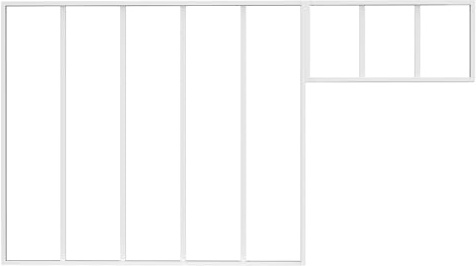 Vente-unique-Atelier-Glaswand mit Oberlicht - thermolackiertes Aluminium - 150 x 130 + 83 x 40 cm - Weiß - Bayview