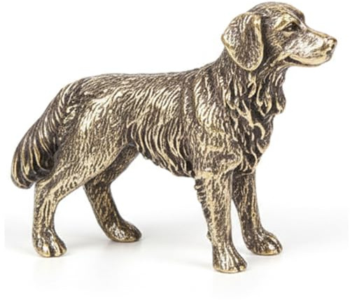DAGLLGEW Mini-Hundefiguren – Miniatur-Golden-Retriever-Figur, Messing-Vintage-Tierstatue, Sammlerstück für Schreibtischdekoration, Messingfiguren, Hundetier