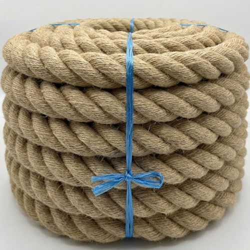 Polyhanfseil Ø 50mm Handlaufseil wetterfest – Kunsthanf Tauwerk gedreht 1m-30m – Spleitex Seil für Garten, Geländer & Outdoor Deko – Natur-Optik – Ropes and More® (5 m)