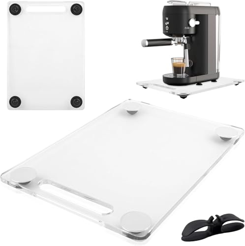 Appliance Slider,Sliding Tray for Kitchen Appliances,Acrylic (14D x 13W) | Appliance Slider,Sliding Tray for Kitchen Appliances,Countertop Rolling Tray,Coffee Maker Tray with Rubber Wheels,Wide-Large