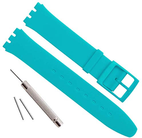 Ultradünnes Uhrenarmband, 16 mm, wasserfest, aus Silikon, Ersatz für Swatch 16mm grün