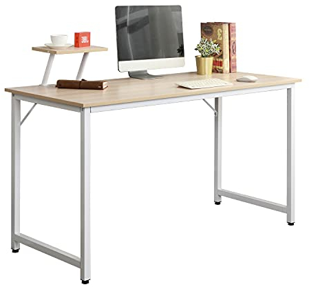 sogesfurniture Computertisch 100cm Schreibtisch Arbeitstisch Bürotisch PC Laptop Tisch Esstisch für Zuhause Büro Schlafzimmer, Einfache Montage, Weiß Ahorn