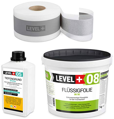 SET03 Kit d'étanchéité pour douche, 7 kg, film liquide, 1 l, fond profond, 5 m, kit d'étanchéité pour douche, salle de bain, cuisine