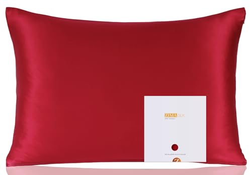 ZIMASILK Kissenbezug aus 100 % Maulbeerseide für Haar und Haut, beidseitig 19 Momme Seide, 1 Stück (Standard 50 x 75 cm, Weinrot)