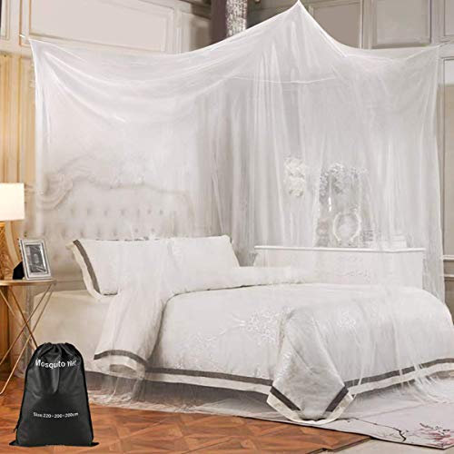 Nabance Moustiquaire de Lit 220x200x200cm XXL Grand Moustiquaire Lit 2 Places Moustiquaire Lit Bebe Moustiquaire Baldaquin pour Lit Simples Doubles Bébé avec 6 Patchs, Sac de Rangement