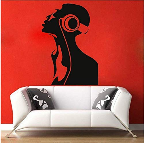 Wandaufkleber Kunst Musik Kopfhörer Melodie Wandbild Raumgestaltung Dekorative Wandaufkleber Wohnkultur Wohnzimmer Muster Beweglich 42X60Cm