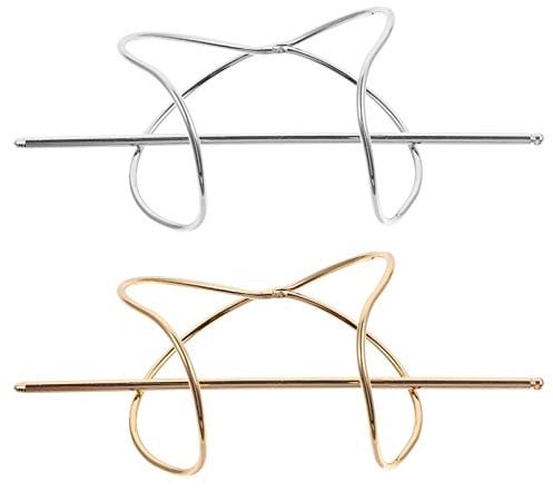 FRCOLOR 2pcs Metal Hair Stick Pin X Shaped Hair Cuff Bun Holder Hair Clip Vintage Bun Cage Hairpin Clamp