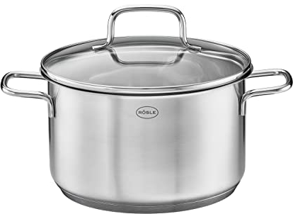 Rösle Basics Line Casserole haute en acier inoxydable avec couvercle en verre Diamètre 20,3 cm