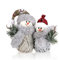 com-four® Schneemann Paar Größe L, süße Weihnachtsdeko, optimal als Tischdeko zur Adventszeit, schöne Dekofiguren für Innen (grau - L)