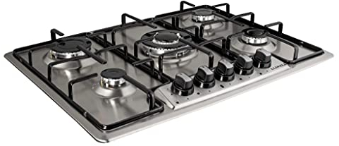 Piano Cottura 70 Cm Incasso 5 Fuochi Gas Inox Smaltato Luxell M7-50BWF Comando Valvolato