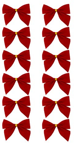 Oblique Unique® 12er Set Geschenk Schleifen für Geschenke Tüten Deko Valentinstag Weihnachten Weihnachtsdeko Baumschmuck zum Basteln Dekorieren (Rot)