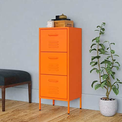 YITHOPI Lagerschrank,Schubladenschrank,Freistehender Büroschrank Beistellschrank,Metallschrank Lagerschrank,für Unternehmen,Büro,Schule,Garage,Orange 42,5x35x101,5 cm Stahl(Einfacher Zusammenbau)