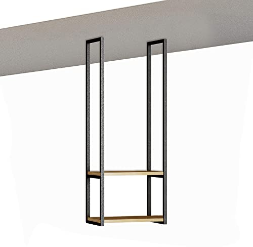 Scaffale pensile a soffitto, con Struttura in Ferro Nero in Metallo Scaffalature in Legno Decorazioni galleggianti Scaffali Supporto per vasi di Fiori per Bar Balcone Soggiorno, Cucina Pot Pan Rack