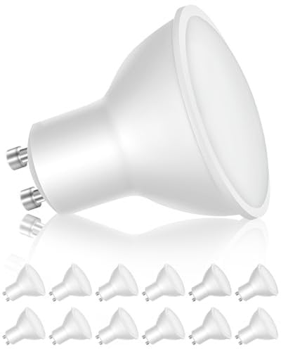 LEDYA GU10 LED-Leuchtmittel Kaltlicht (maximale Lebensdauer 30.000 Stunden) 3,5 W/5000 K/450 lm (entspricht 50 W) Energiesparlampe LED-Strahler, Abstrahlwinkel 120 °, nicht dimmbar, GU10, 12 Stück