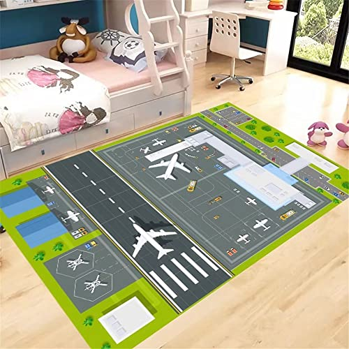 DJHWWD Bettumrandung Teppich Salon Teppich Grün Minimalist Isches Flughafen Muster Teppich Studie Multi-Größe Teppich Wohnzimmer Teppich Pflegeleicht Grün 200X300Cm 6Ft 6.7''X9Ft 10.1''