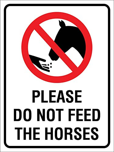 Señal De Advertencia, por Favor, No Alimente El Símbolo De Los Caballos Letreros De Advertencia Resistente Cartel De Chapa Metálica Retro Placa Cartel para Garaje Oficina,20X30Cm