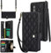 XIZYO für Samsung Galaxy Z Fold 4 Leder Crossbody Brieftasche Klapphülle mit 2 Abnehmbarem Lanyard Riemen, mit Stifthalter, Luxus Magnetverschlüsse Stoßfest Handyhülle mit Kartenhalter, Schwarz