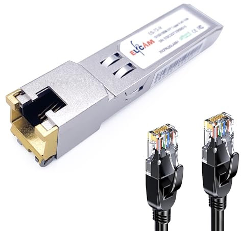 Elfcam® - 10Gb SFP+ en RJ45 pour Freebox Ultra, 10Go SFP+ Module 10Gbase-T-30m avec 5m Cat8 Câble Réseau