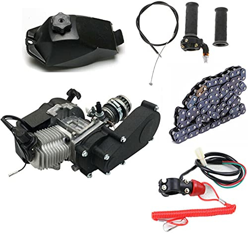 Begoniape 49cc 2Takt Mini-Motor, Aluminum Dirtbike Pitbike Motor Kit mit Kraftstofftank, Einzelzylinder Engine Rennmotor für 49CC 2-Takt Pocket Bike, Mini Dirt Bike, ATV, Quad, Scooter