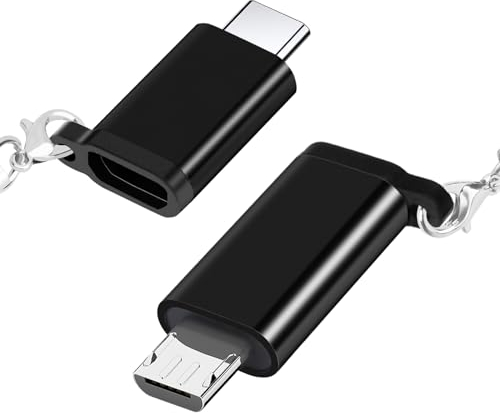 leizhan Adaptateur Type-C Female to Micro Male, Micro Female to Type-C Male, Compatible avec Smartphones, Tablettes, Ordinateurs (2 pièces Noir)