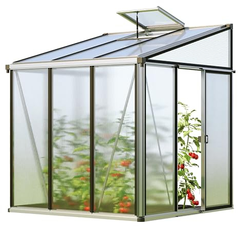 GFP Gewächshaus Anlehngewächshaus Ella 33 - Aluminium - 199x194 cm - 16 mm Polycarbonat-Platten
