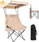 YOUNG WOOD Silla de camping portátil con toldo de sombra, plegable, ligera, de gran tamaño, fácil de abrir, cerrar sin instalación, diseño de bolsillo lateral para todas las actividades al aire libre