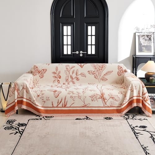 VanderHOME Multifonctionnel Plaid Couverture de canapé Grande Taille Décoratifs Jeté de lit ou Jeté de canapé, Plaid Canape Dangle, Protege Canape 180 * 130cm-Orange