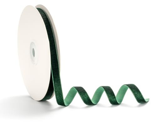 AOKSUNOVA Samtband Dunkelgrün Geschenkband Samt Schleifenband Samt Band Geschenkbänder 1cm x 9m Samtbänder