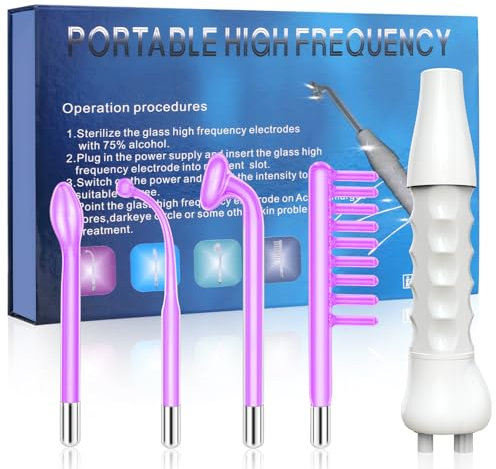 High F-requency Wand, iklestar Handheld High F-requency Facial Machine for Hair Growth, Skin Tightening Kit with 4 Violet Tubes, Professional Face Beauty Device for Skin Care Home Salon Use