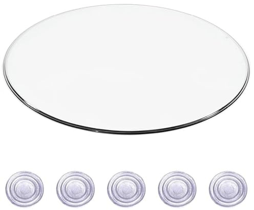 BVDHASDBT Plateau rond en verre trempé transparent, 380–450–900 mm, pour tables de salle à manger, tables basses, tables de jardin, plateau rond en verre trempé transparent, dessus de table en verre