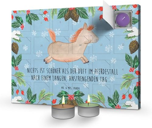 Mr. & Mrs. Panda Adventskalender Pferd Springen - Geschenk, Duftkerzen, Bauernhof, mit kerzen, Reiten, Pony, Weihnachtskalender, Pferdestall, Pferde, Stall