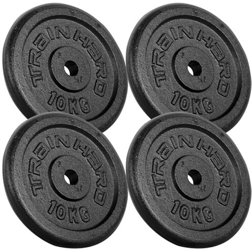 Train Hard® Hantelscheiben Set, 5/10/15/20/30/40/50/60kg,30/31mm Bohrung, Gusseisen, Gewichtsscheiben, Hantelgewichte, Fitness Scheiben (40kg, A:10x4)