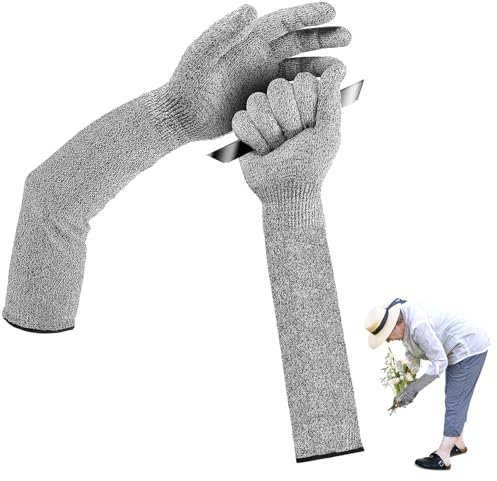 Audasi Guard Handschuhe Gartenarbeit Level 5 Schnittfeste Handschuhe mit langen Ärmeln Lange Garten Handschuhes Sicherheitshandschuhe für Gartenarbeit Küche Heavy Duty