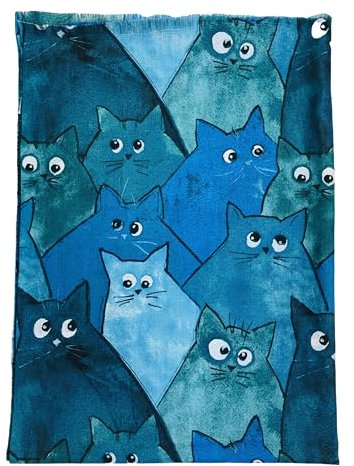 Walniverse Kuscheliger Winterschal für Damen mit Katzenmotiv – Weihnachtsgeschenke für Frauen, 200x70 cm, Jahrestagsgeschenk für Sie, Geburtstagsgeschenk für Tierliebhaber (Ozeanblau)