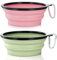 SLSON 2 Pièces Bol Pliant en Silicone pour Chien et Chat - Gamelle de Voyage Pliable (Rose et Verte, Grand)