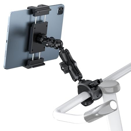 PLDHPRO Tablet Halter Laufband, iPad Mikrofonständer Halterung, für Fahrrad Notenständer Stativ Heimtrainer Lenker Fitnessstudio, kompatibel Air/Mini/Samsung/Android/FireHD Tab Handys 5.1-15.6
