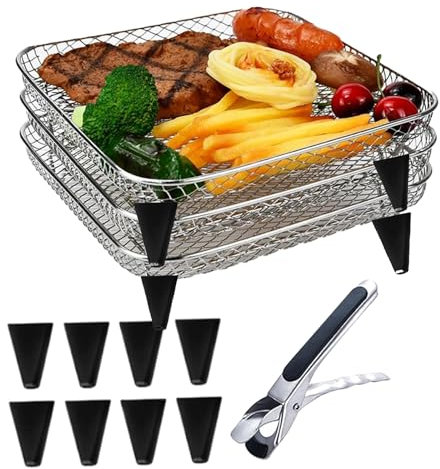 Fryer Racks - Panier à friture pour friteuse à air chaud - Paniers en acier inoxydable - Paniers empilables pour Airfryer - Grille de cuisson - Panier empilable pour friteuse à air chaud